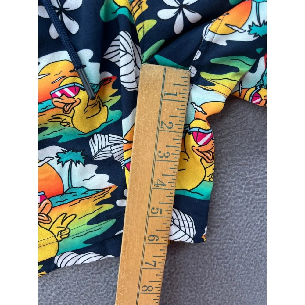 Neff Swim Trunks Size Medium Mens Tropical Duck Print Board Shorts Navy Blue